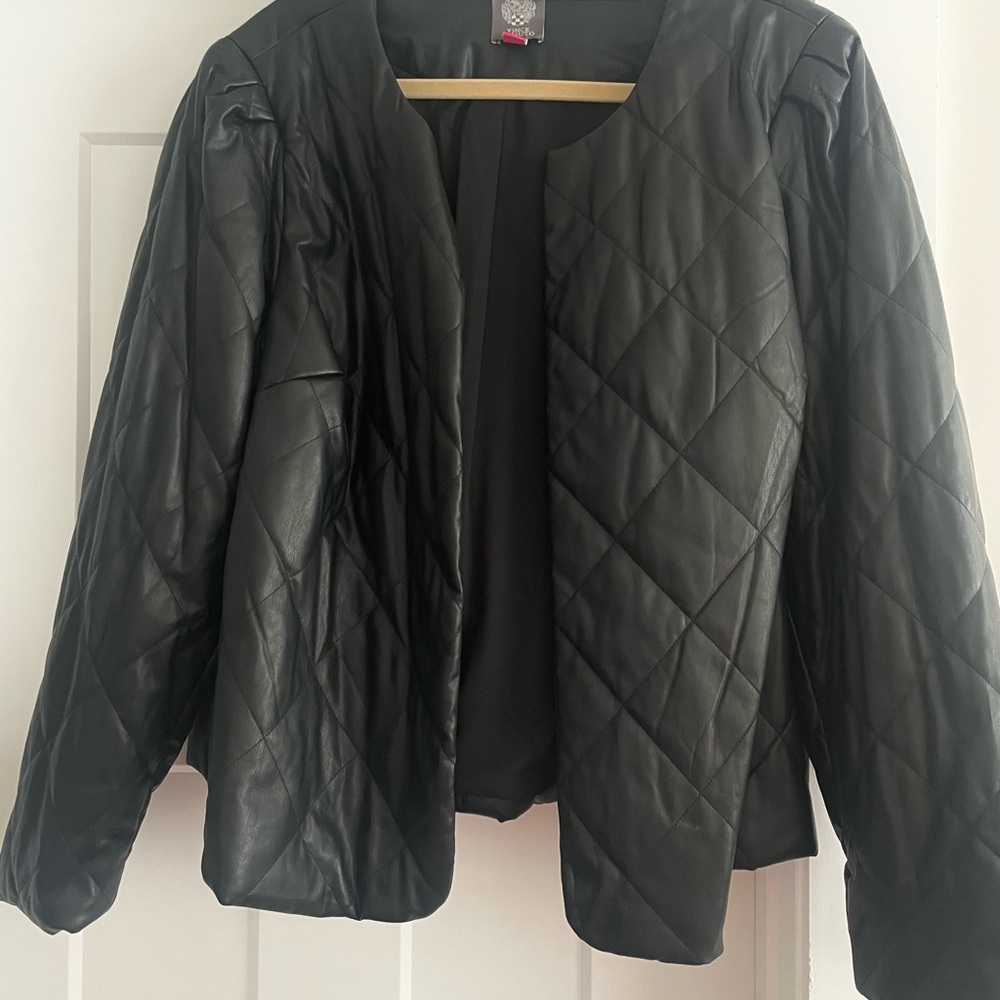 Vince Camuto Black Quilted Leather Jacket